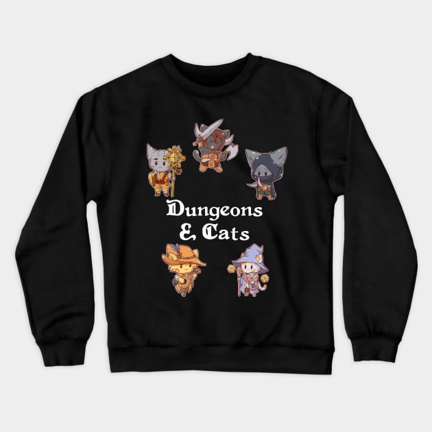 Dungeons& Cats 5 Player Party Crewneck Sweatshirt by MimicGaming